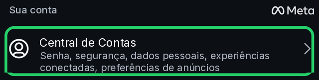 Central de Contas nas configurações do Instagram