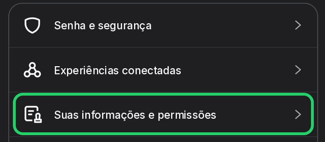 Suas informações e permissões na Central de Contas