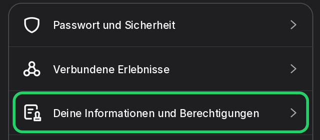 Deine Informationen und Berechtigungen in der Kontenübersicht