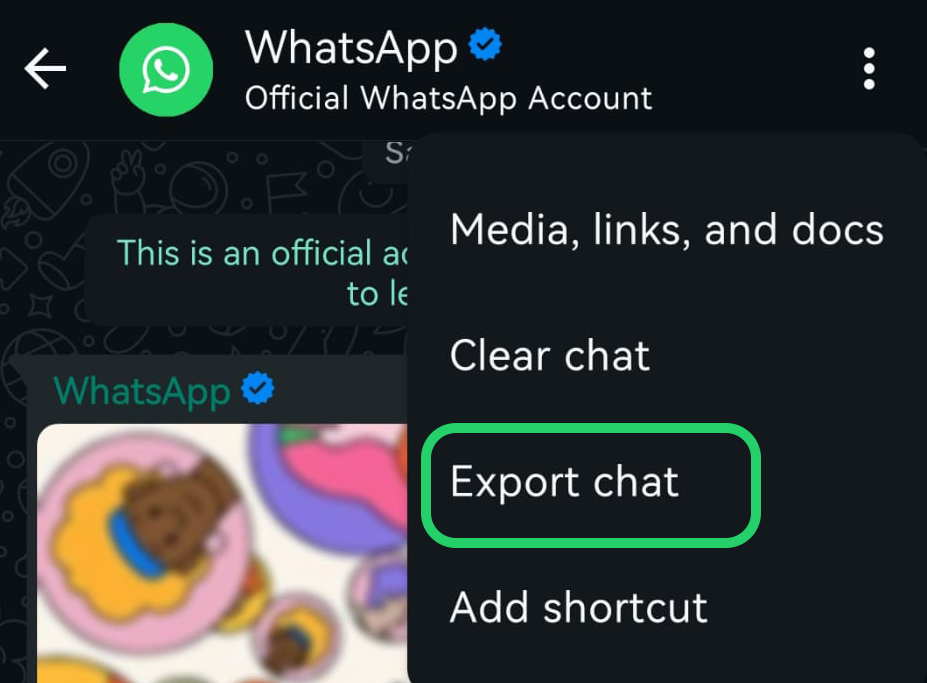how to export chat from WhatsApp