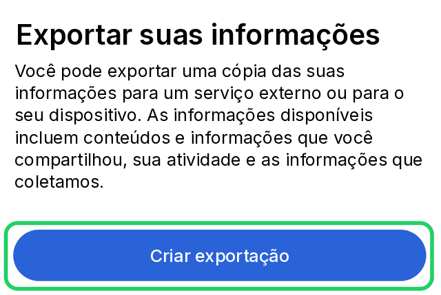 Criar exportação na Central de Contas