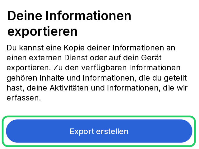 Export erstellen in der Kontenübersicht